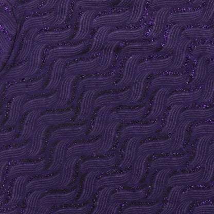 EWM Womens Purple Geometric Polyester Basic T-Shirt Size 14 Round Neck