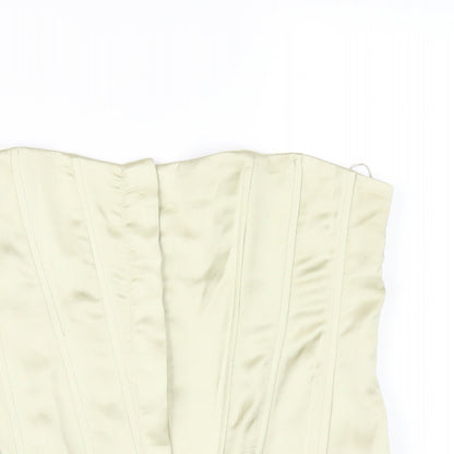 Zara Womens Green Polyester Basic T-Shirt Size S Square Neck - Corset