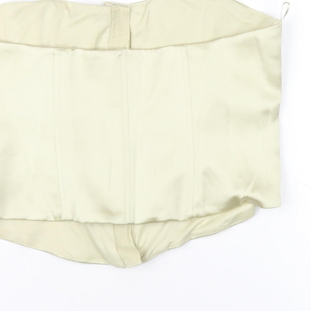 Zara Womens Green Polyester Basic T-Shirt Size S Square Neck - Corset