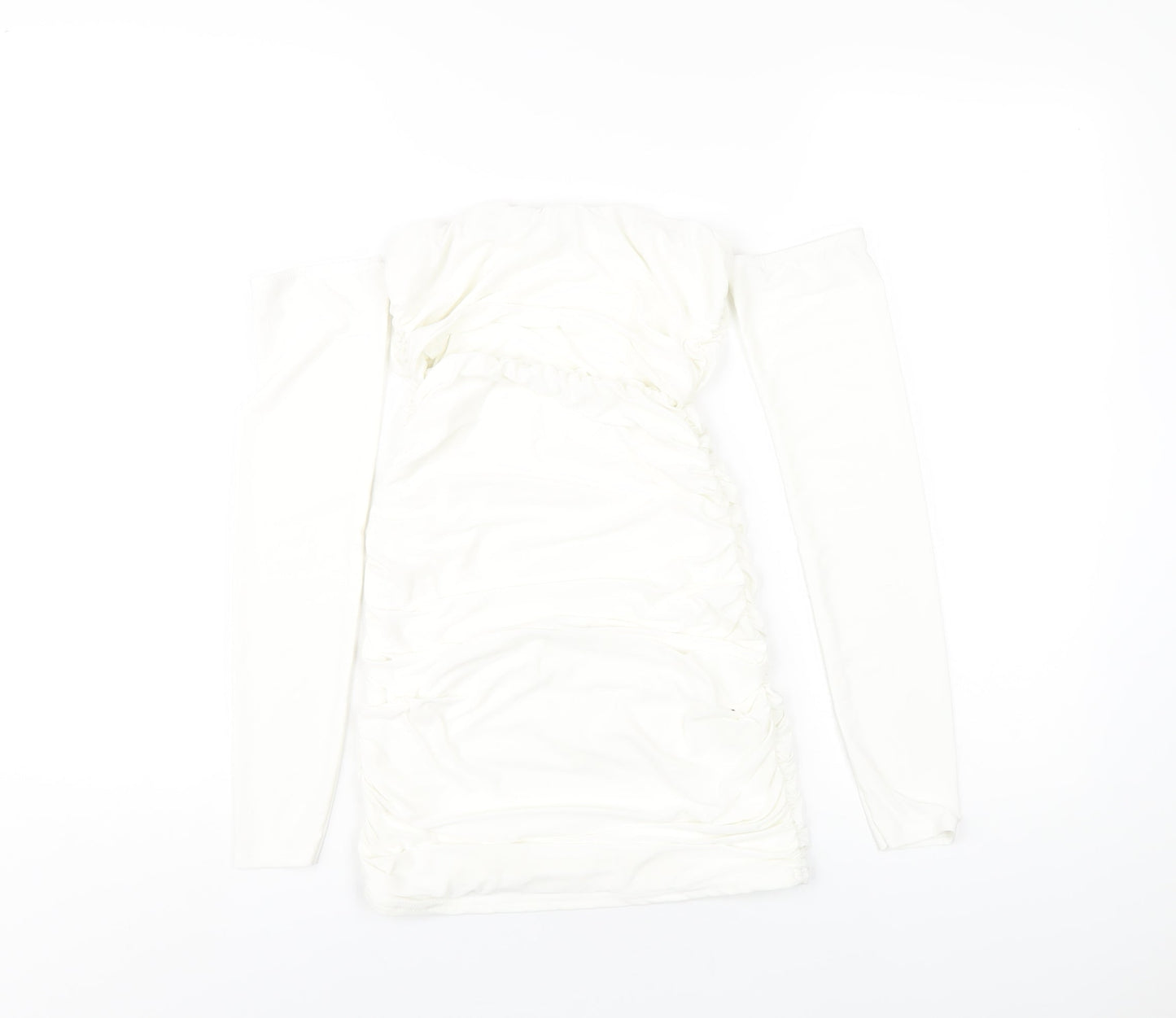 Femme Luxe Womens White Polyester Bodycon Size 6 Off the Shoulder Pullover