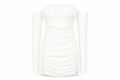 Femme Luxe Womens White Polyester Bodycon Size 6 Off the Shoulder Pullover