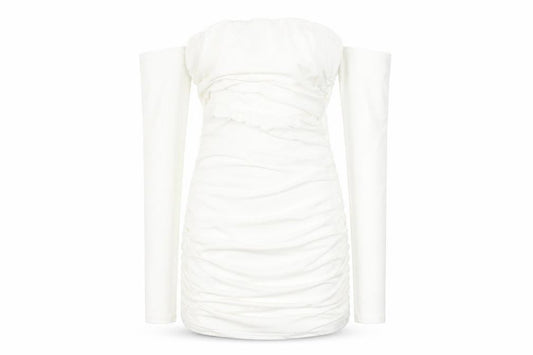 Femme Luxe Womens White Polyester Bodycon Size 6 Off the Shoulder Pullover