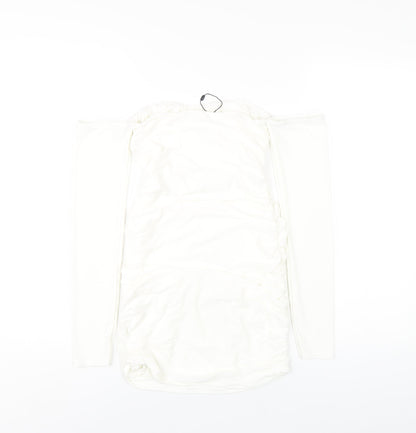 Femme Luxe Womens White Polyester Bodycon Size 6 Off the Shoulder Pullover