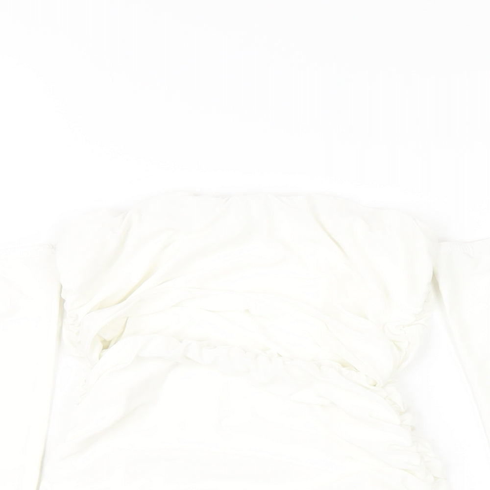 Femme Luxe Womens White Polyester Bodycon Size 6 Off the Shoulder Pullover