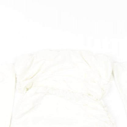 Femme Luxe Womens White Polyester Bodycon Size 6 Off the Shoulder Pullover