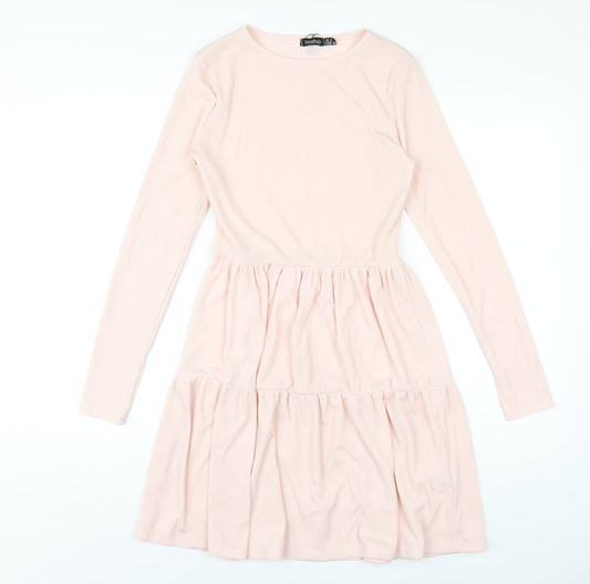 Boohoo Womens Pink Polyester A-Line Size 10 Round Neck Pullover