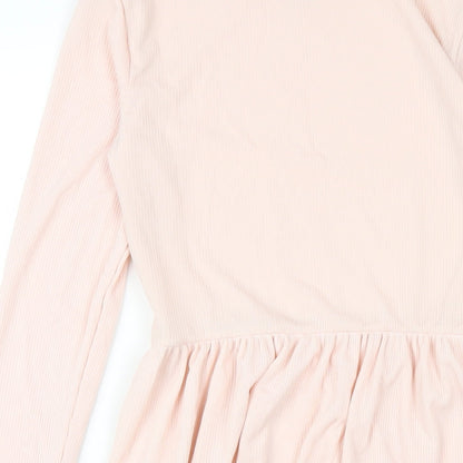 Boohoo Womens Pink Polyester A-Line Size 10 Round Neck Pullover