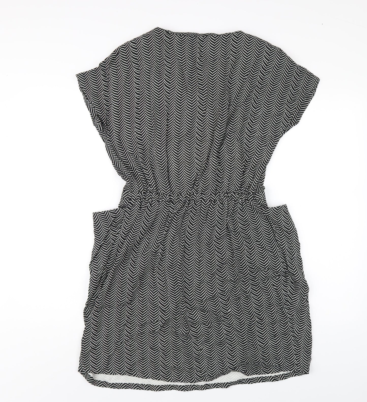 NEXT Womens Black Chevron Viscose A-Line Size 12 V-Neck Pullover