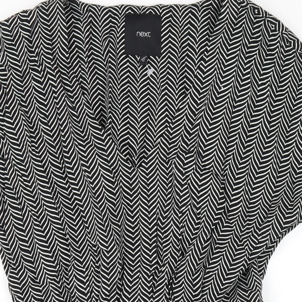 NEXT Womens Black Chevron Viscose A-Line Size 12 V-Neck Pullover