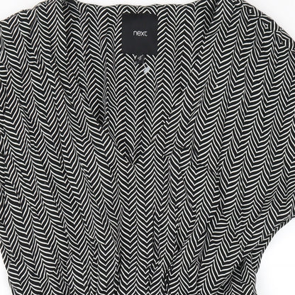 NEXT Womens Black Chevron Viscose A-Line Size 12 V-Neck Pullover