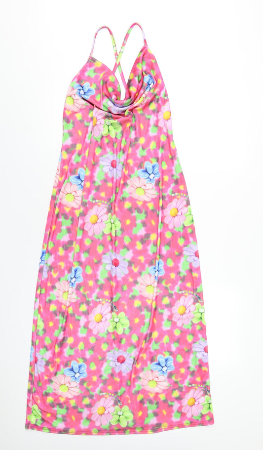 COLLUSION Womens Multicoloured Geometric Polyester A-Line Size 18 Cowl Neck Pullover