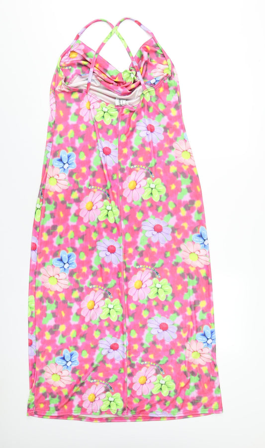 COLLUSION Womens Multicoloured Geometric Polyester A-Line Size 18 Cowl Neck Pullover