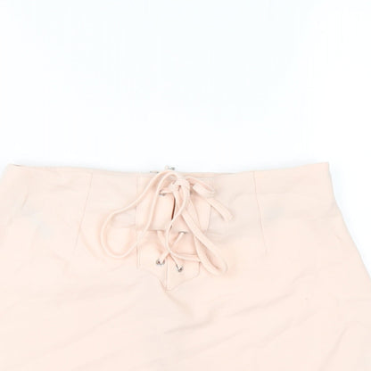 Missguided Womens Pink Polyester A-Line Skirt Size 8 Zip