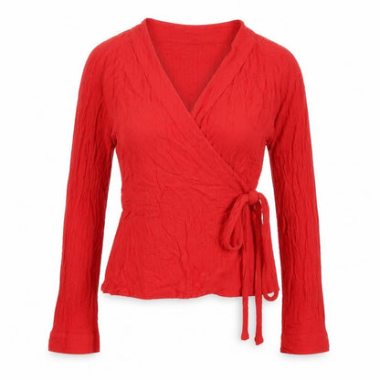 Womens UK Size S Monki Red Wrap T-Shirt