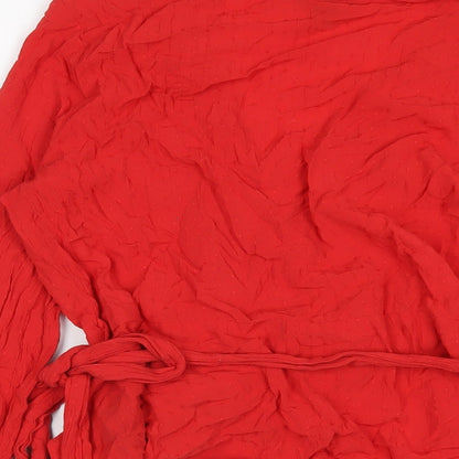 Womens UK Size S Monki Red Wrap T-Shirt