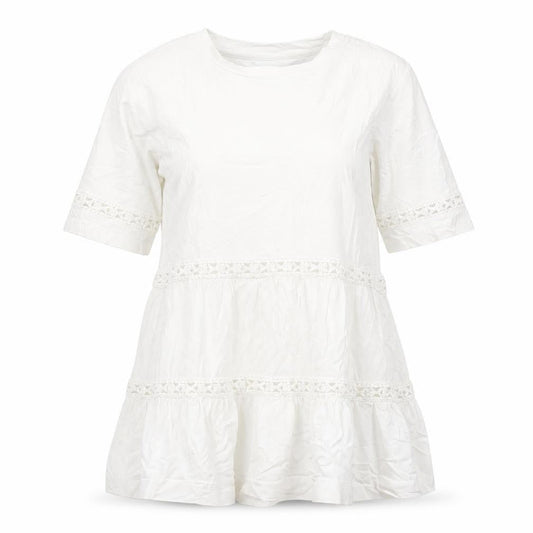 Front view of ASOS women’s white cotton basic t-shirt, size UK 8, round neck