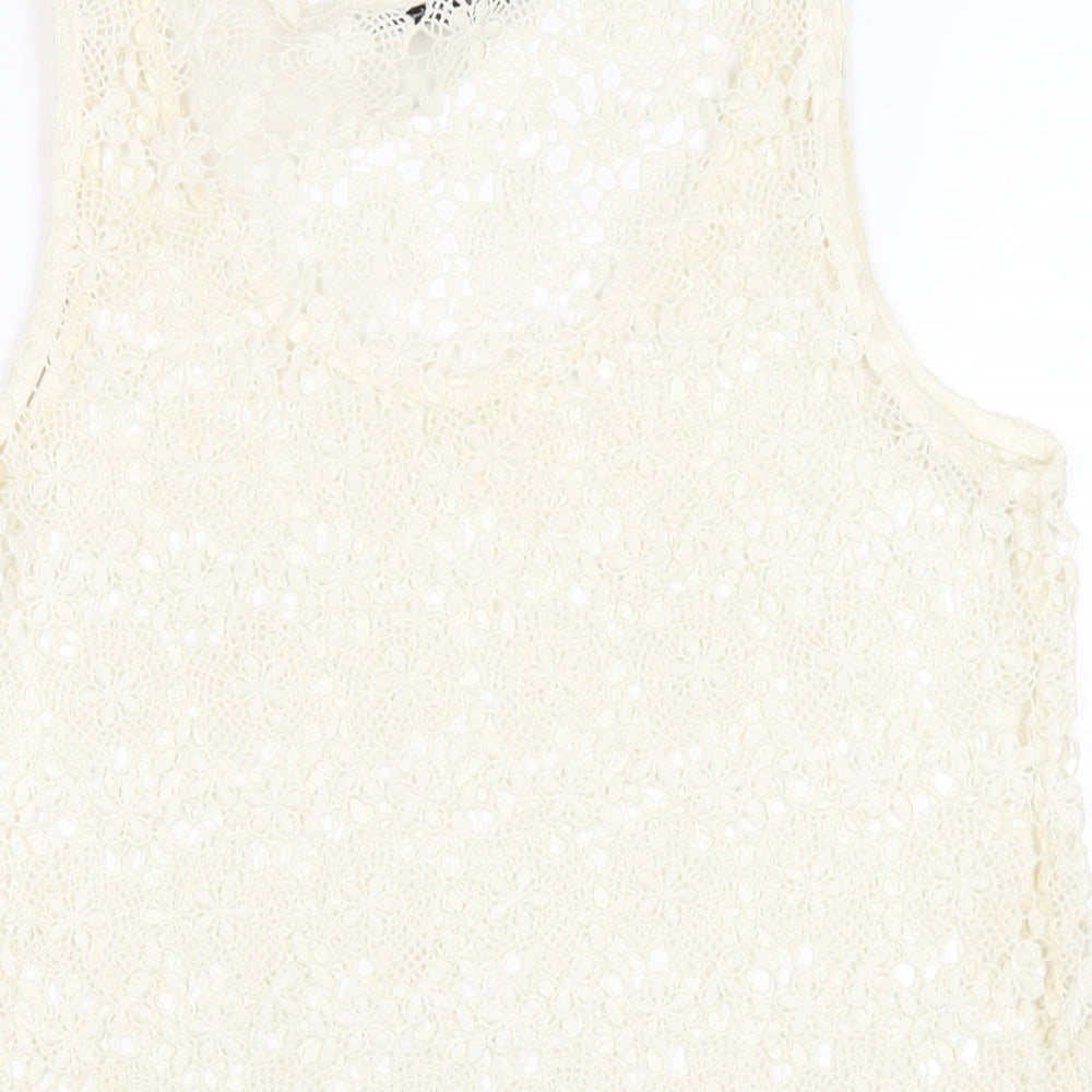 Womens UK Size 8 NEXT Ivory Basic Tank
