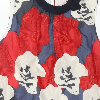 Fenn Wright Manson Womens Multicoloured Floral Silk Shift Size 14 Round Neck Button