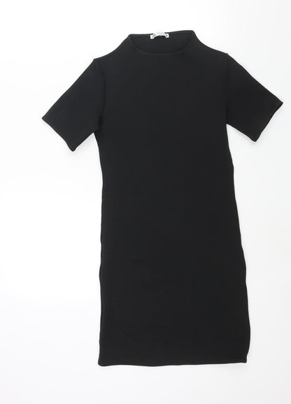 Zara Womens Black Polyester Bodycon Size S Mock Neck Pullover