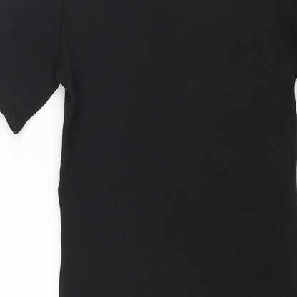 Zara Womens Black Polyester Bodycon Size S Mock Neck Pullover
