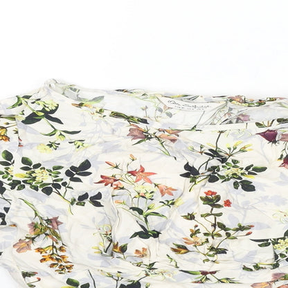 Miss Selfridge Womens Multicoloured Floral Viscose Cropped Blouse Size 8 Round Neck - Open Back
