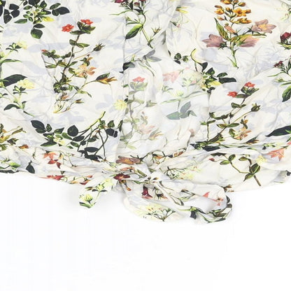 Miss Selfridge Womens Multicoloured Floral Viscose Cropped Blouse Size 8 Round Neck - Open Back