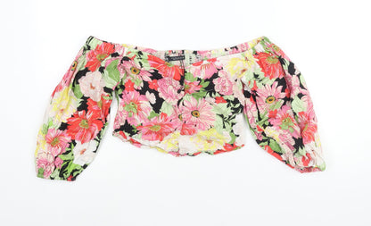 Womens UK Size S Zara Multicoloured Cropped Blouse