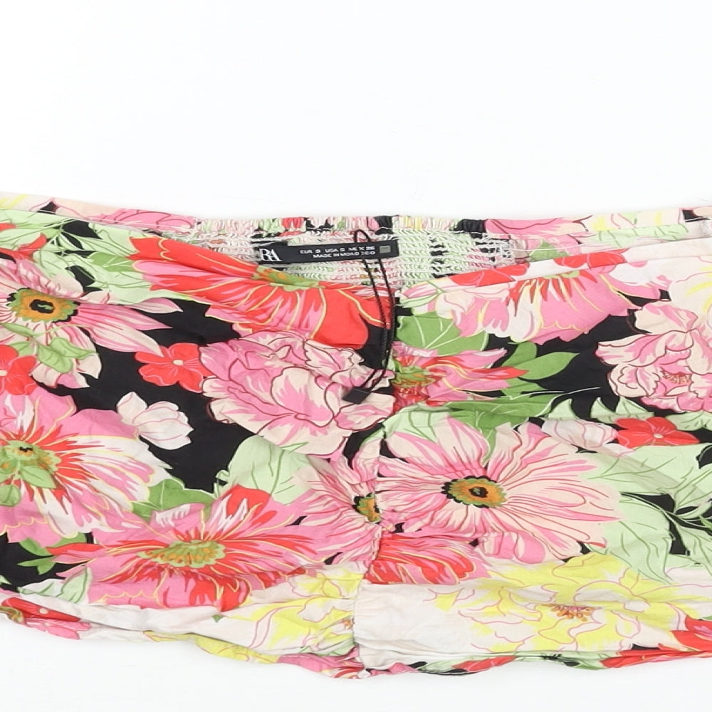 Womens UK Size S Zara Multicoloured Cropped Blouse