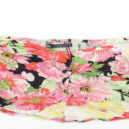 Womens UK Size S Zara Multicoloured Cropped Blouse