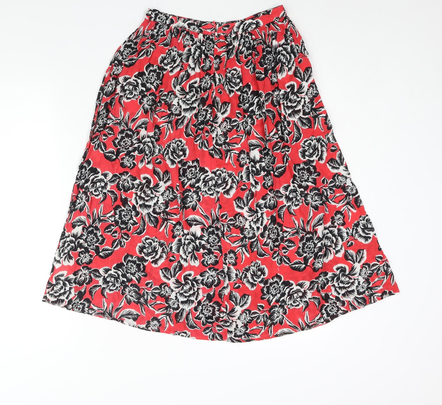 New Look Womens Pink Floral Viscose A-Line Skirt Size 6 Zip