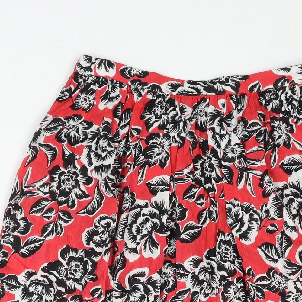 New Look Womens Pink Floral Viscose A-Line Skirt Size 6 Zip
