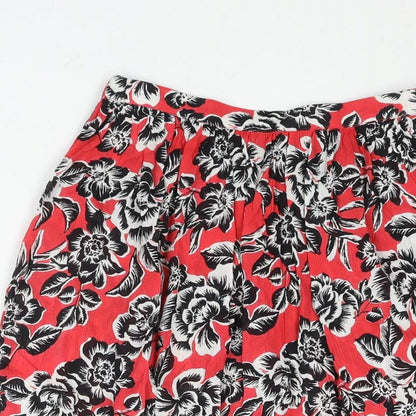 New Look Womens Pink Floral Viscose A-Line Skirt Size 6 Zip