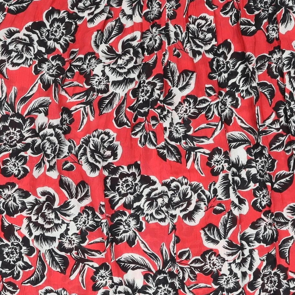 New Look Womens Pink Floral Viscose A-Line Skirt Size 6 Zip