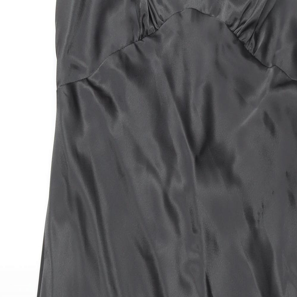 Klass Womens Grey Polyester Ball Gown Size 12 Sweetheart Zip - Rhinestone Strap Detail