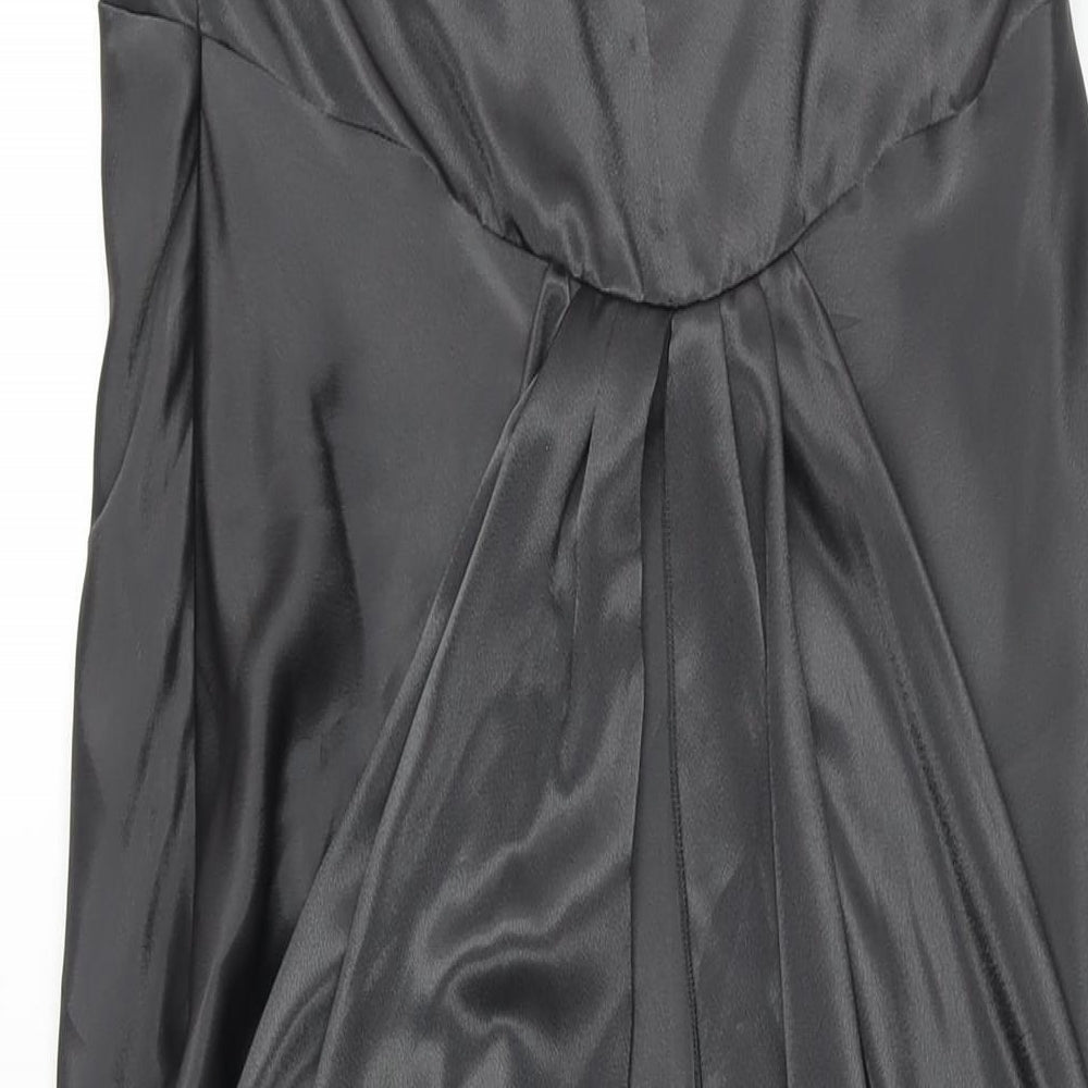 Klass Womens Grey Polyester Ball Gown Size 12 Sweetheart Zip - Rhinestone Strap Detail