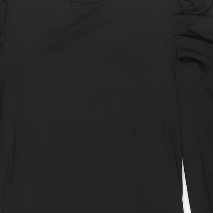 VILA Womens Black Polyester Shift Size S Round Neck Pullover - Rouched Sleeve