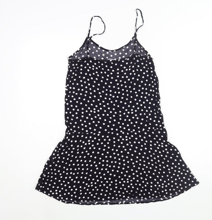 Mango Womens Blue Polka Dot Viscose Mini Size S Scoop Neck Pullover