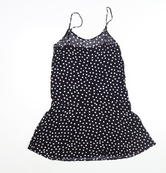 Mango Womens Blue Polka Dot Viscose Mini Size S Scoop Neck Pullover