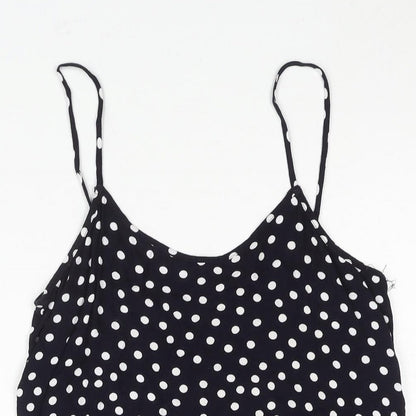 Mango Womens Blue Polka Dot Viscose Mini Size S Scoop Neck Pullover