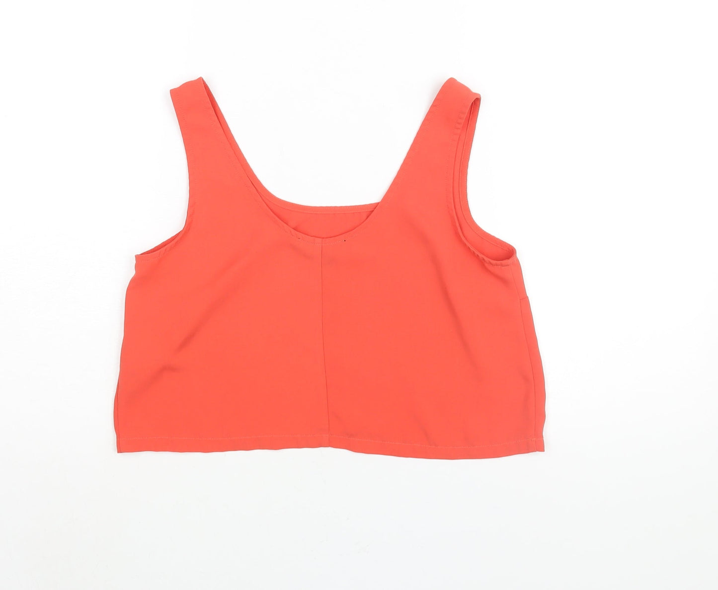 FOREVER 21 Womens Pink Polyester Cropped Blouse Size S Scoop Neck