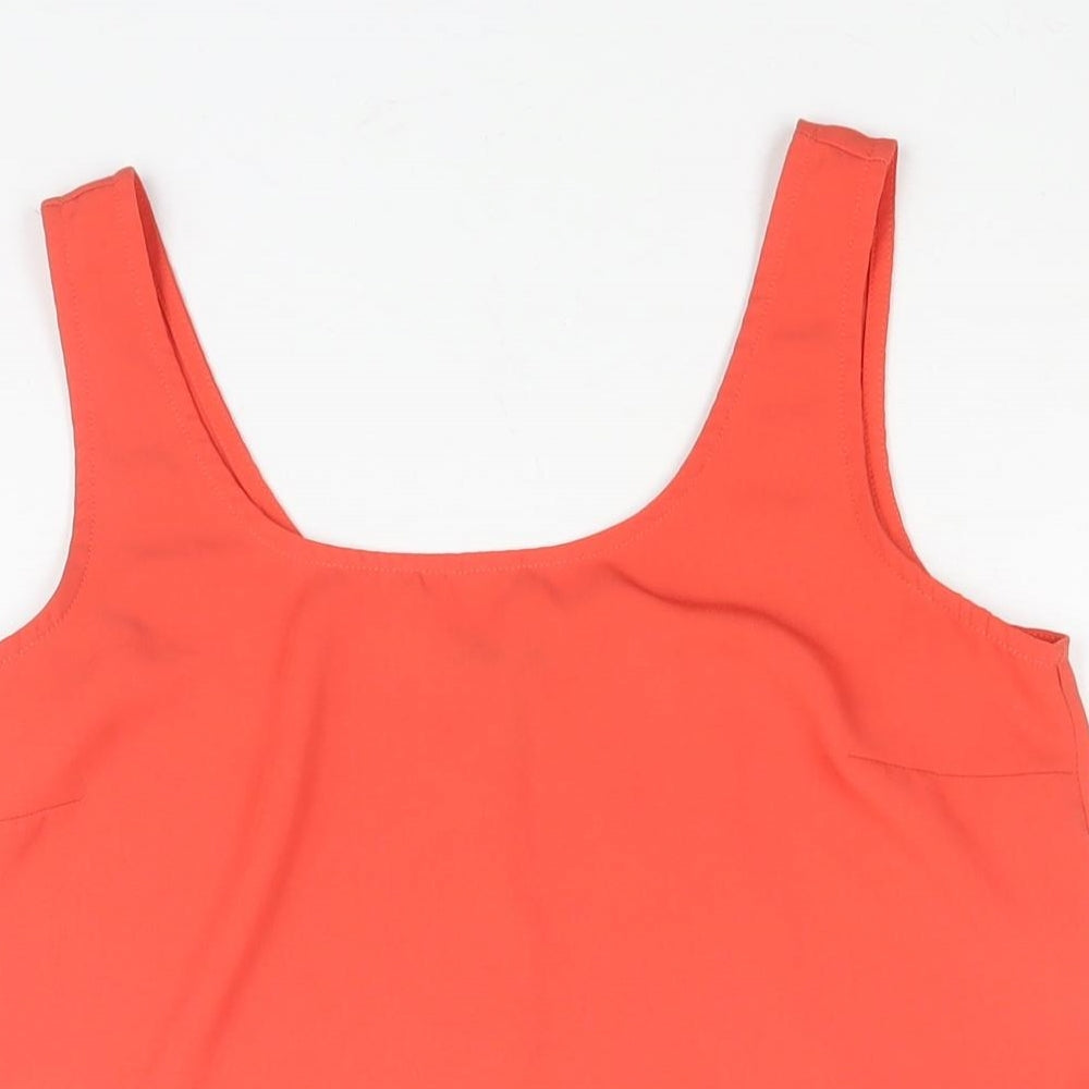 FOREVER 21 Womens Pink Polyester Cropped Blouse Size S Scoop Neck