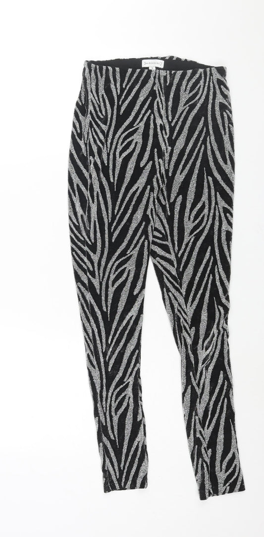 Warehouse Womens Silver Geometric Polyamide Trousers Size S L26 in Regular