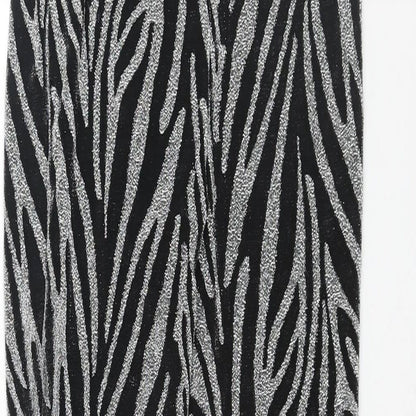 Warehouse Womens Silver Geometric Polyamide Trousers Size S L26 in Regular