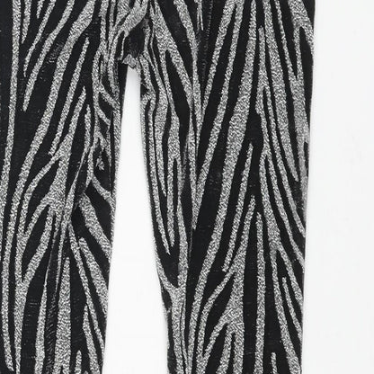 Warehouse Womens Silver Geometric Polyamide Trousers Size S L26 in Regular