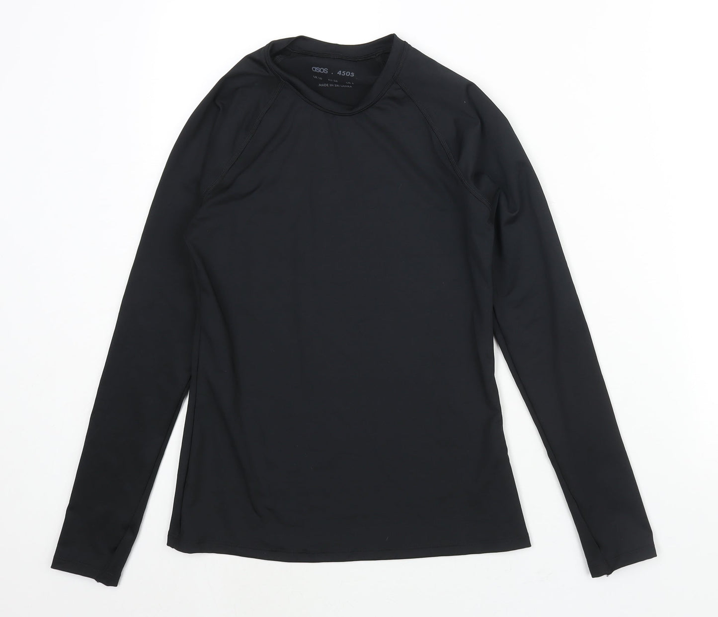 ASOS Womens Black Polyester Basic Casual Size 10 Round Neck Pullover - Logo