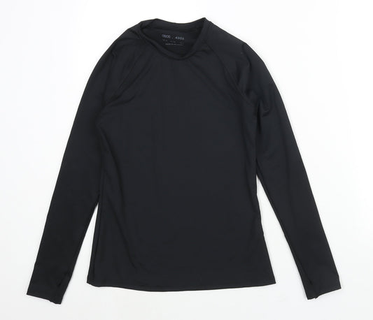 ASOS Womens Black Polyester Basic Casual Size 10 Round Neck Pullover - Logo