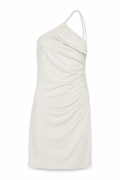 H&M Womens Ivory Polyester Mini Size XS One Shoulder Pullover - Rouched