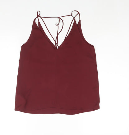 Toshop Womens Red Polyester Camisole Blouse Size 8 V-Neck - Strap Detail