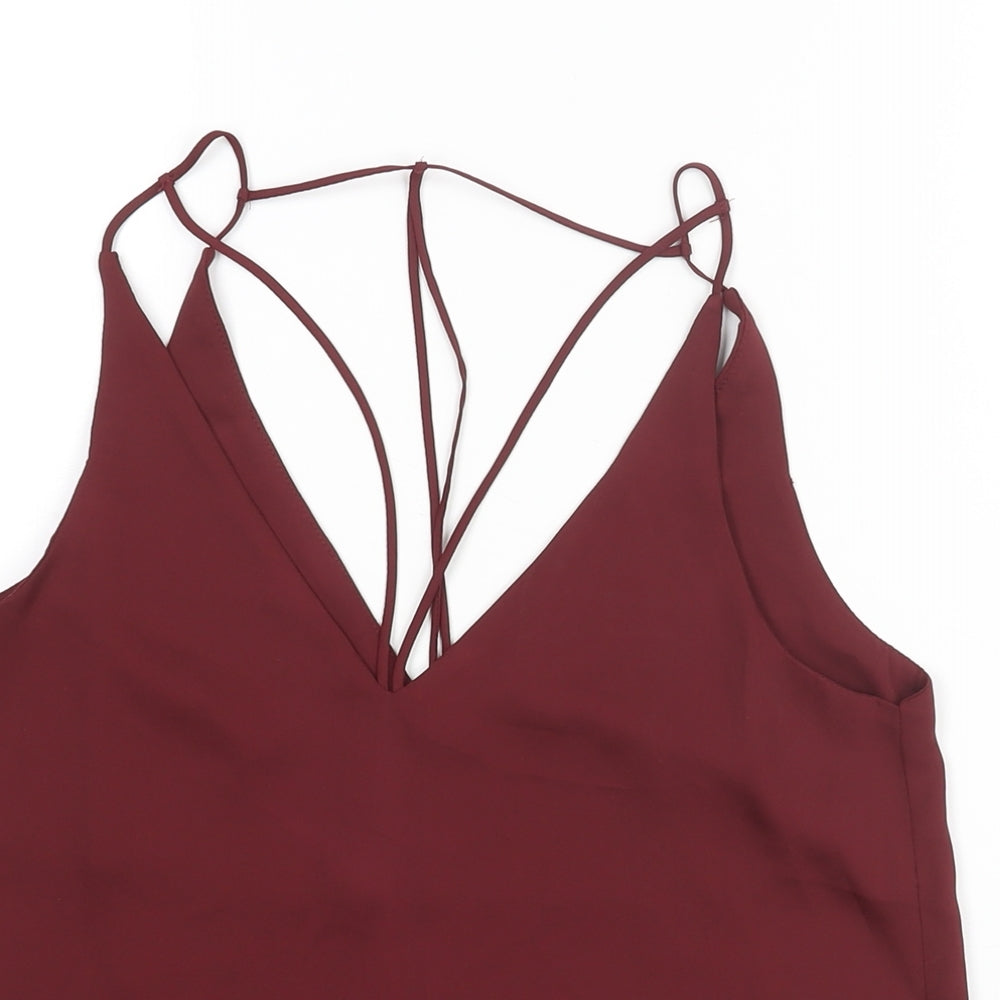 Toshop Womens Red Polyester Camisole Blouse Size 8 V-Neck - Strap Detail