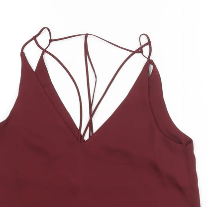 Toshop Womens Red Polyester Camisole Blouse Size 8 V-Neck - Strap Detail